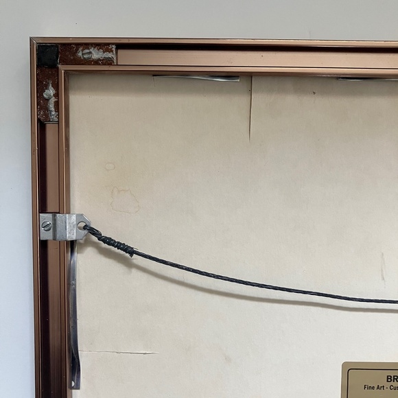 Vintage copper rectangular picture frame oatmeal canvas matting - Picture 11 of 13